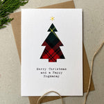 Load image into Gallery viewer, Hand Stitched Tartan Tree Christmas Card made by Hiyapal
