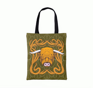 Art Nouveau Highland Cow Shopper Bag