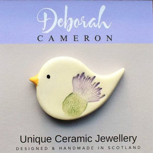 Little Bird Ceramic Brooch Handmade by Deborah Cameron