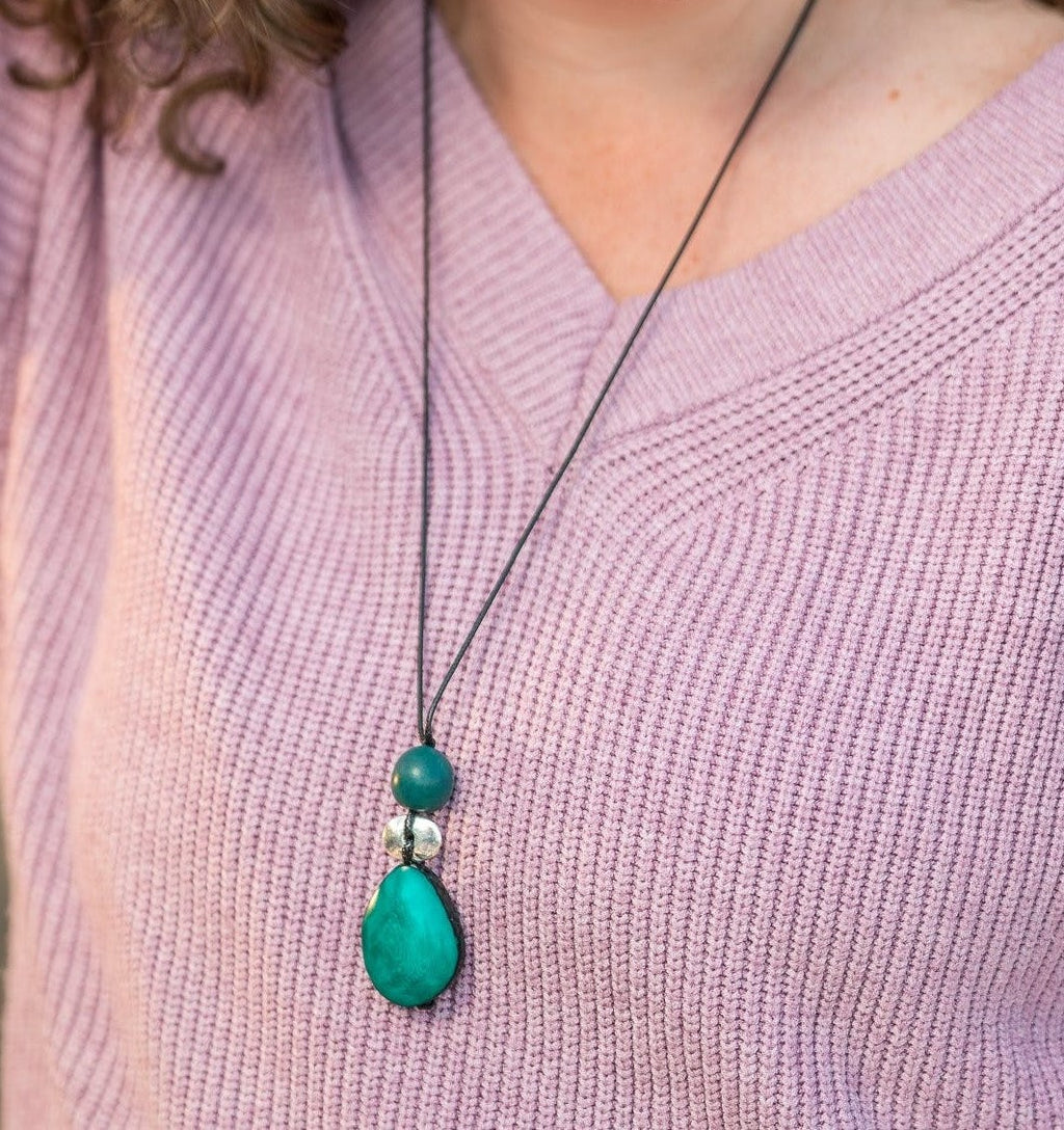 Pretty Pink Long Adjustable Taqua Seed Necklace