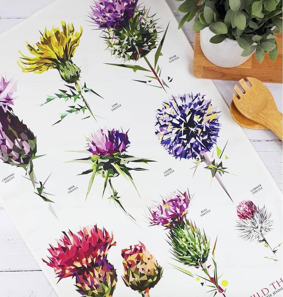 Thistle Tea Towels Illustrated by Louise Jennifer Design