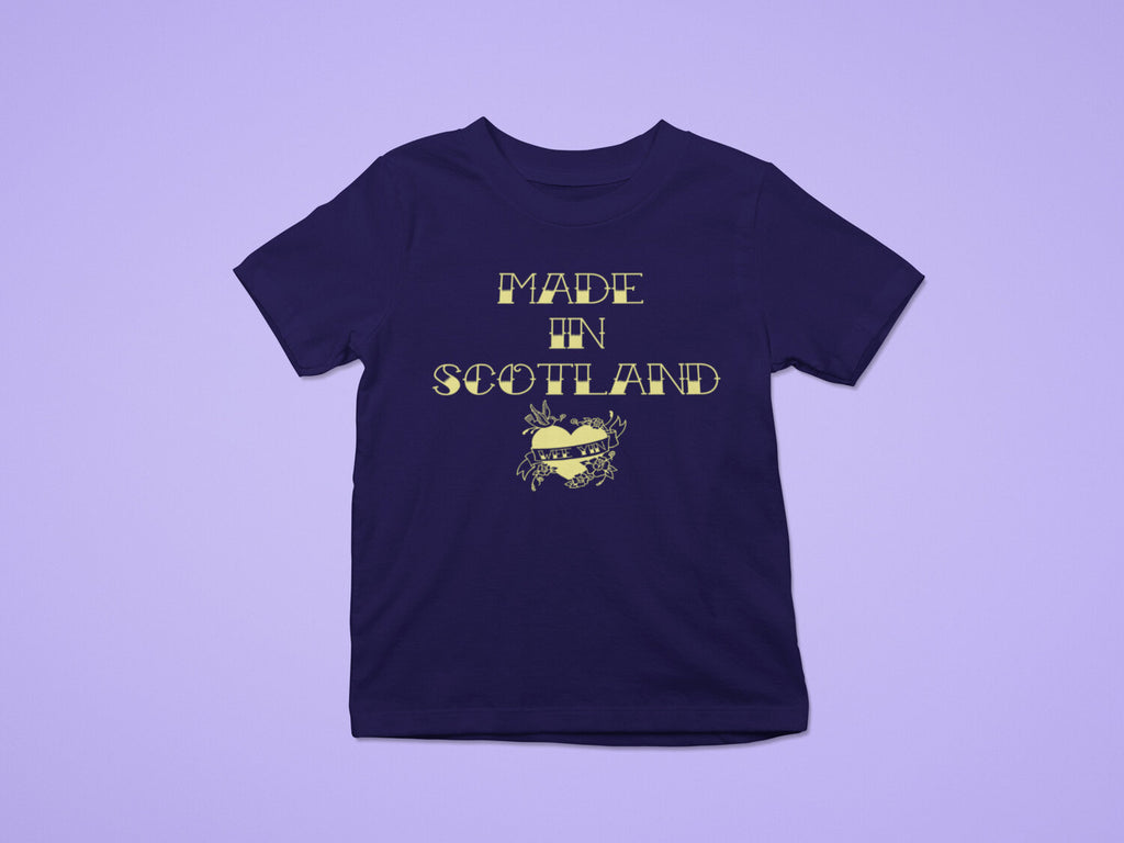 *'Made in Scotland' Kids Scottish T-Shirt designed by Brave Scottish Gifts