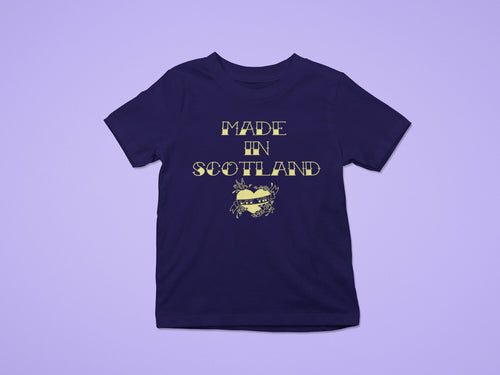 *'Made in Scotland' Kids Scottish T-Shirt designed by Brave Scottish Gifts