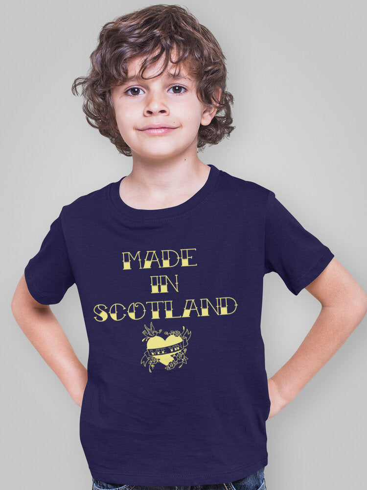 *'Made in Scotland' Kids Scottish T-Shirt designed by Brave Scottish Gifts
