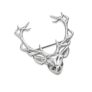 Stag Head Brooch St Silver - Handmade in Scotland by Celtic Art