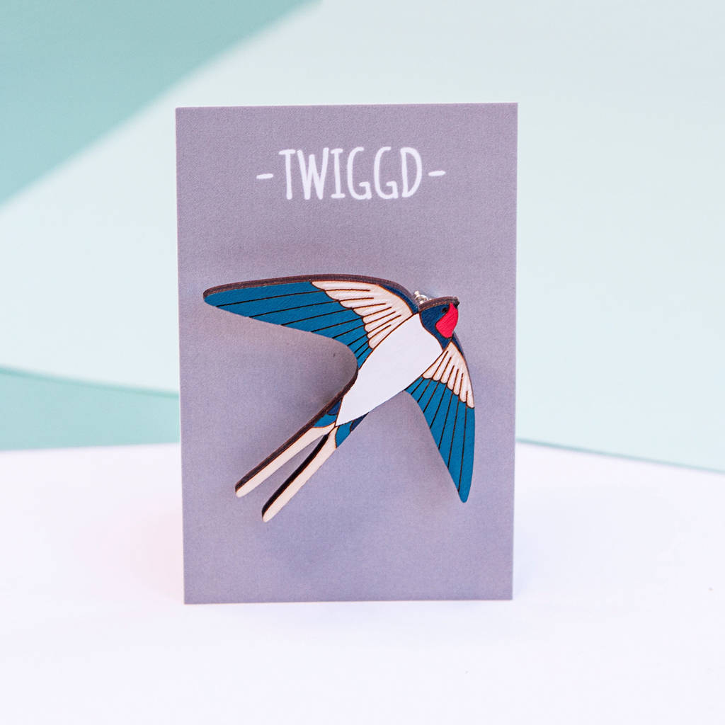 Swallow Brooch Made in Scotland by Twiggd