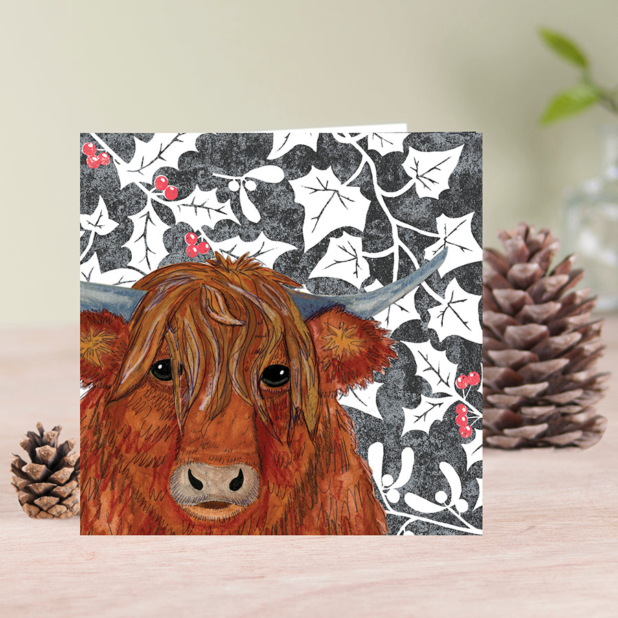 Wild Wood Highland Cow Xmas Card
