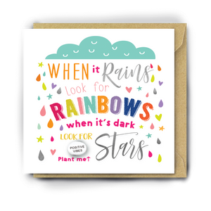 When it Rains look for Rainbows...Magic Bean Card by Lucy & Lolly