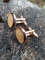 Load image into Gallery viewer, Copper / Whisky Barrel Round Cufflinks
