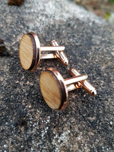Copper / Whisky Barrel Round Cufflinks