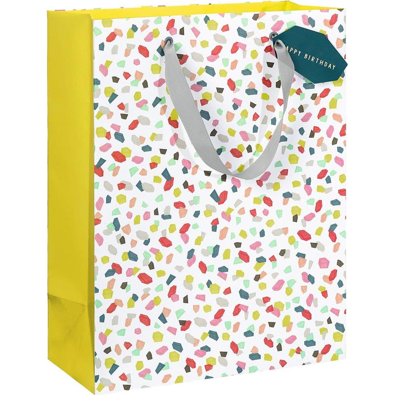 Multi Coloured Gift Bag with Happy Birthday tag