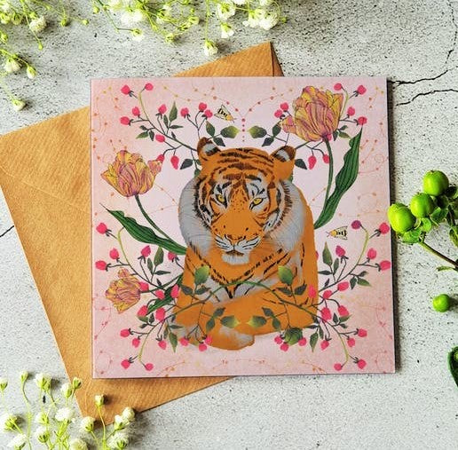 The Tiger's Garden Artist Blank Card by Ilana Ewing