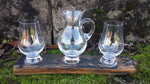Load image into Gallery viewer, Whisky Tasting Glass Set (2 Glasses 1 Jug) on upcycled whisky stave tray
