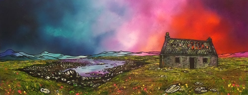 'South Uist Croft' Small Framed Print by Andy Peutherer